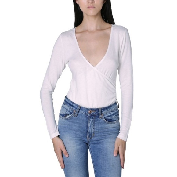 Polly & Esther Juniors Plunge Surplice Bodysuit-Small - Picture 1 of 4